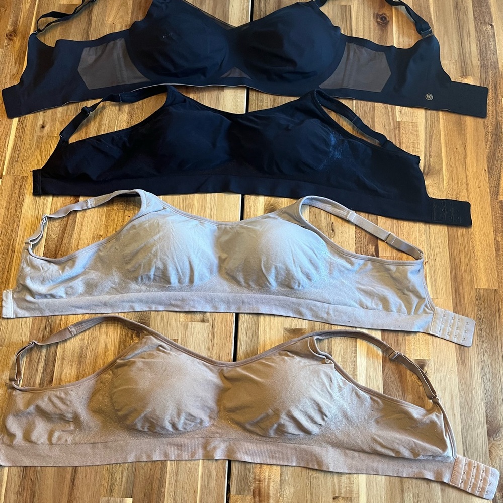 Black and Tan Seamless Bras with Supportive Band